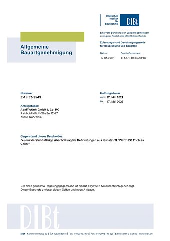 Würth EC Endless Collar technická dokumentácia